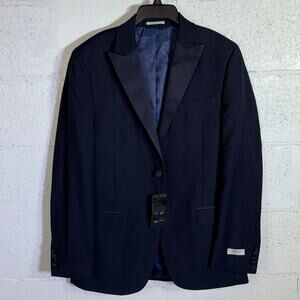 Alfani Men's Slim-Fit Diamond Grid Tuxedo jacket Navy 38R $360